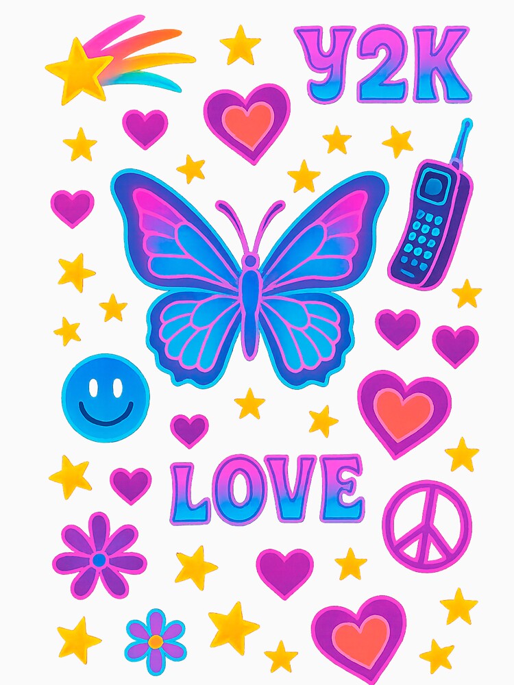Y2K Neon Butterfly and Retro Icons by SholoStudio T-Shirts, Hoodie, Sweatshirt | BlankRebels.com (Image 3)