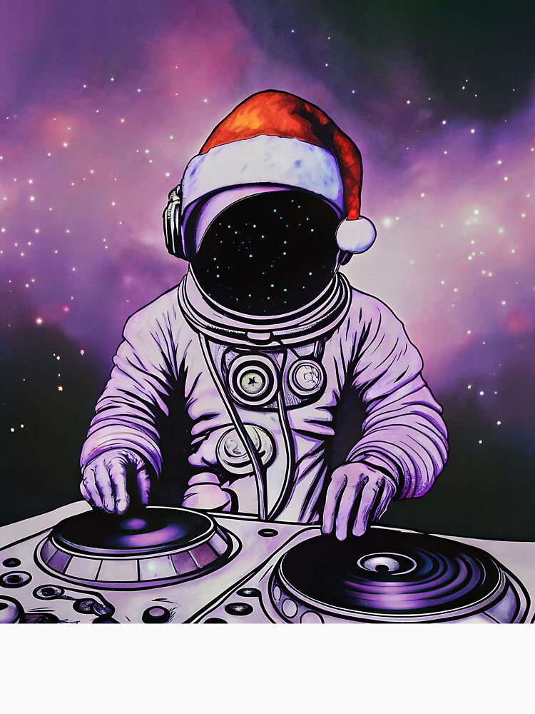 DJ wear Santa hat in open space by AhArtMe T-Shirts, Hoodie, Sweatshirt | BlankRebels.com (Image 3)