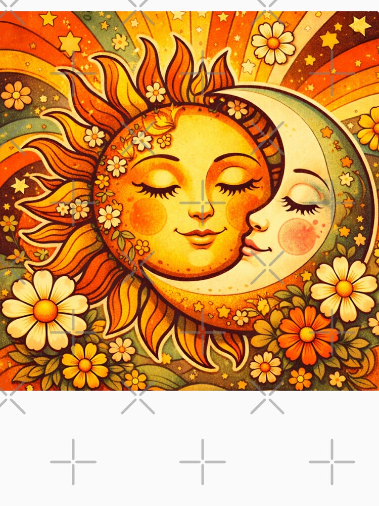 Groovy Boho Sun and Moon - 70s Celestial Aesthetic by Myra365Art T-Shirts, Hoodie, Sweatshirt | BlankRebels.com (Image 3)