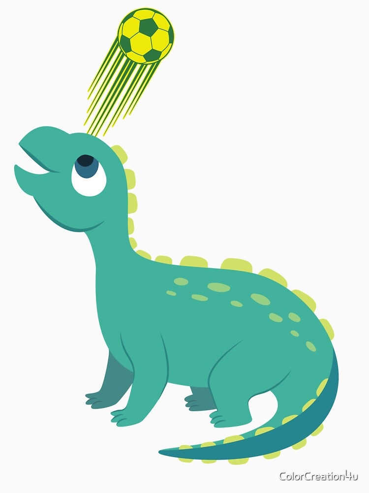 Different Types Of Dinosaurs,  Dinosaur with soccer ball. Soccer never stops,   Funny Dinosaur, by ColorCreation4u