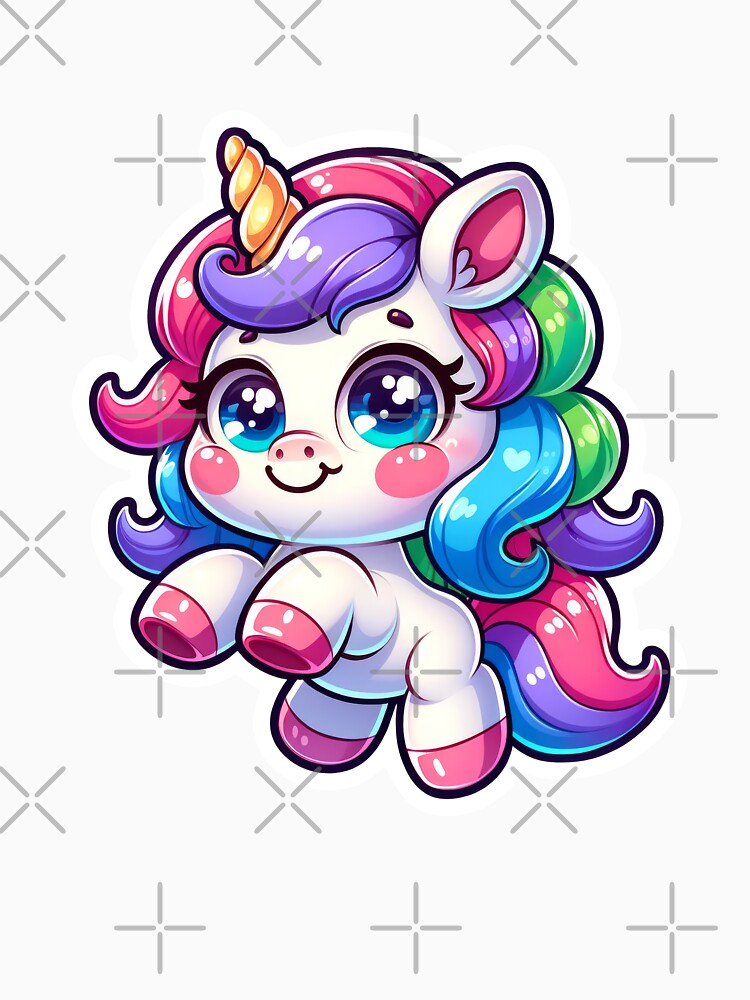Cute Rainbow Unicorn Sticker – Kawaii Magical Unicorn Art by LunaPixelStudio T-Shirts, Hoodie, Sweatshirt (Image 3)
