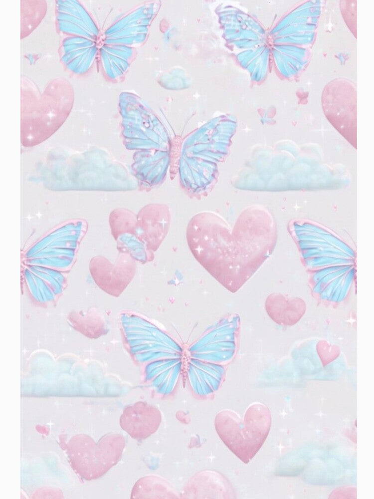 Pastel Y2K Butterfly Hearts Aesthetic Pattern by Doodle-Muffin T-Shirts, Hoodie, Sweatshirt | BlankRebels.com (Image 3)