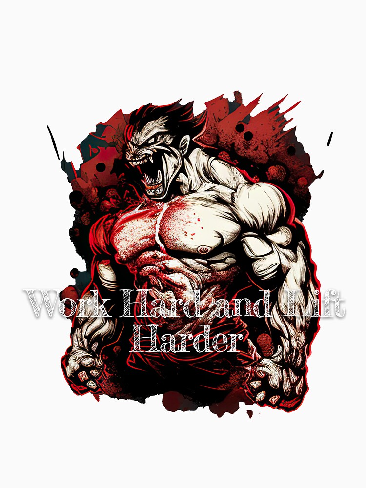 Work Hard and Lift Harder Bodybuilding Fitness Gym Workout Exercise Merch Print Design by tengamerx T-Shirts,... (Image 3)