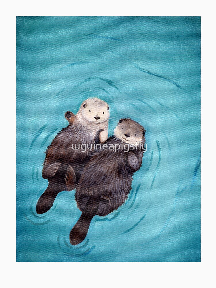 Otterly Romantic - The Official Otters Holding Hands by wguineapigsfly T-Shirts, Hoodie, Sweatshirt (Image 3)