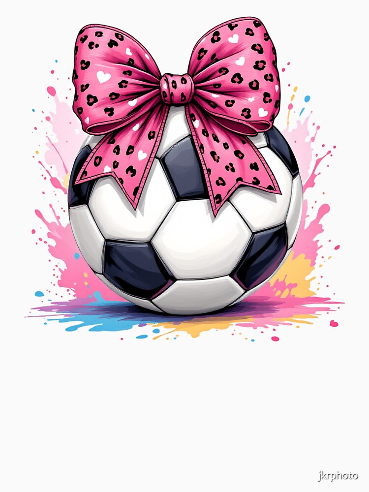 soccer ball white pink bow by jkrphoto