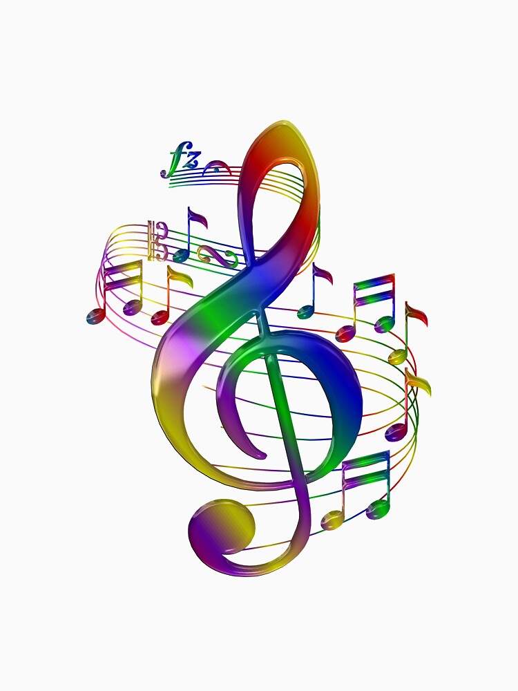 Colorful Treble Clef With Music Notes by CoolDoodles T-Shirts, Hoodie, Sweatshirt | BlankRebels.com (Image 3)