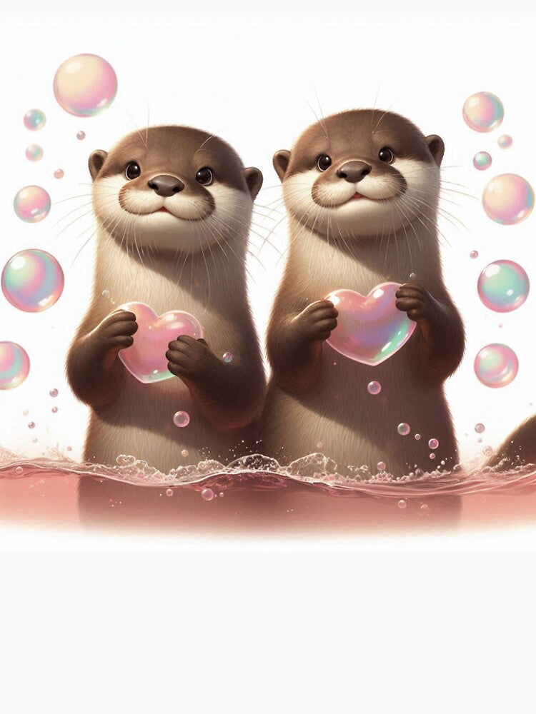 Otter Couple Holding Hands – Cute Love Design with Heart Bubbles by ashokreddy343 T-Shirts, Hoodie, Sweatshirt (Image 3)