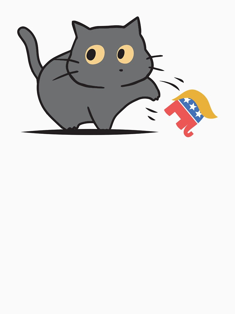 Cat Knocking Donald Trump Elephant Off Over Table Funny T-Shirts Hoodies Hats Anti Trump Humorous Tees Gifts... (Image 3)