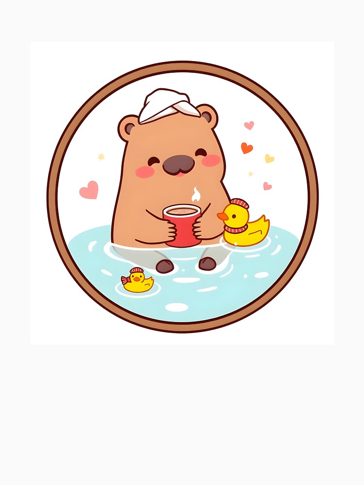 Cozy Capybara Hot Cocoa Winter Kawaii Cute Animal with Rubber Duck by PixelPrintsCo T-Shirts, Hoodie, Sweatshirt (Image 3)