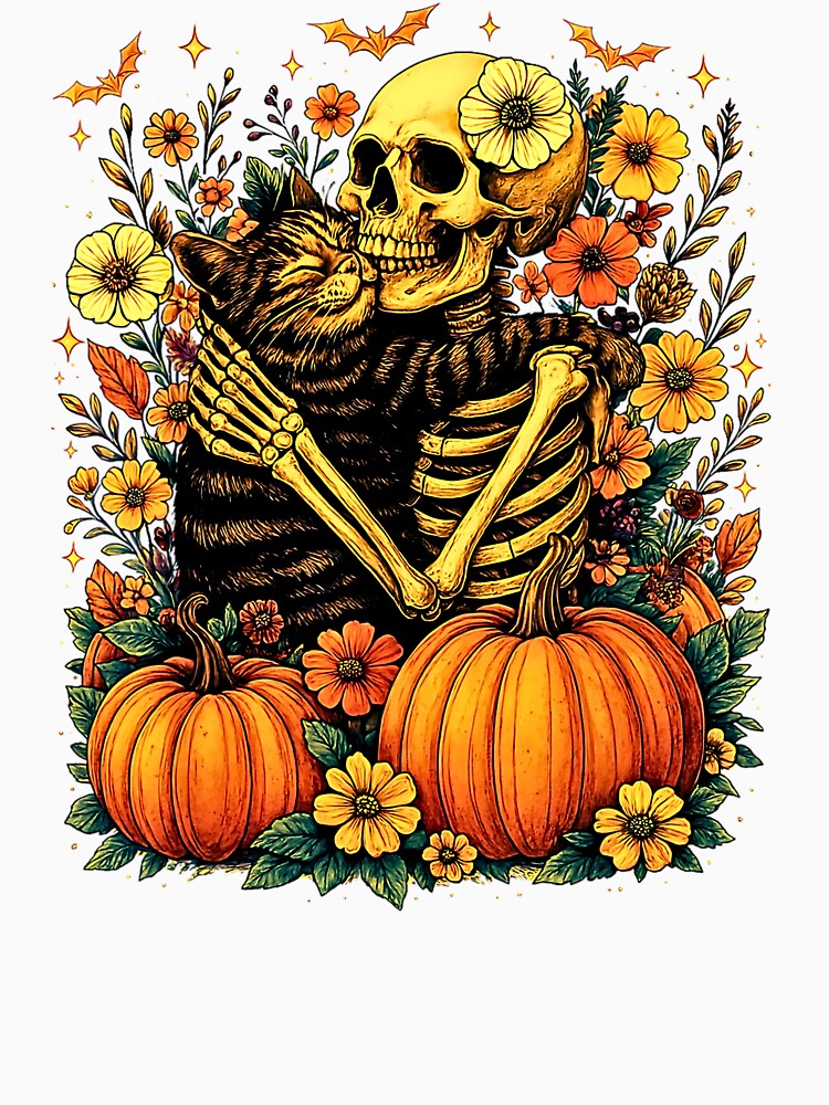 Ghost Holding Black Cat Groovy Floral Vintage Halloween by CARTERRSHOP T-Shirts, Hoodie, Sweatshirt (Image 3)