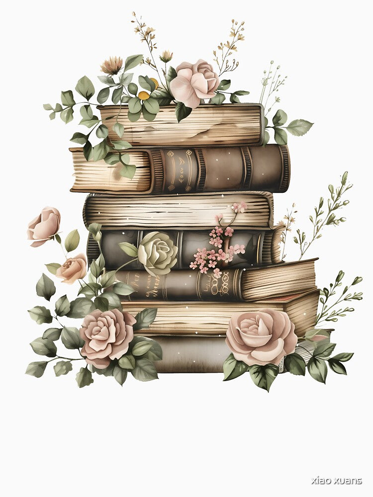 Vintage Books With Flowers by xiao xuans T-Shirts, Hoodie, Sweatshirt | BlankRebels.com (Image 3)
