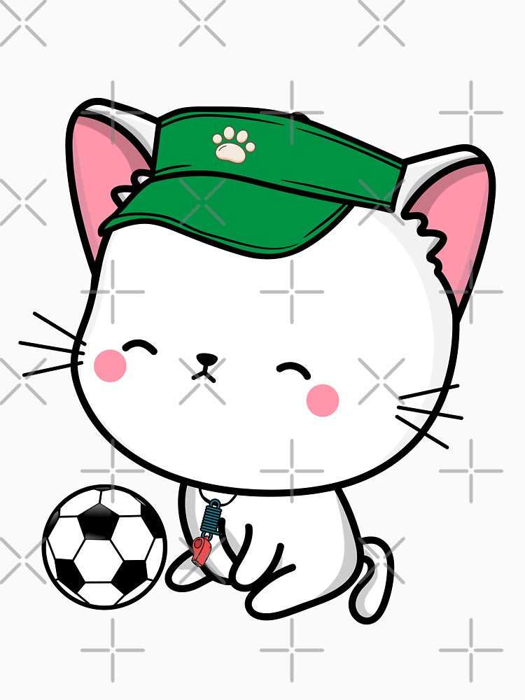 Soccer Player White Cat by Pet Station