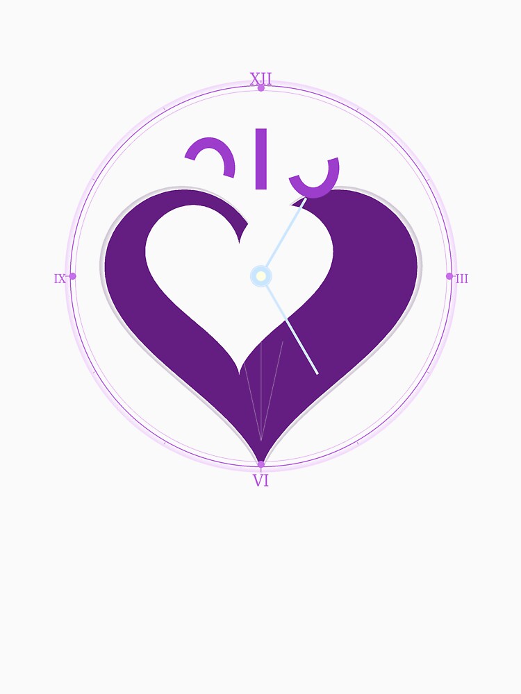 Minimalist Violet Heart Clock - Abstract Geometric Art by MCUL
