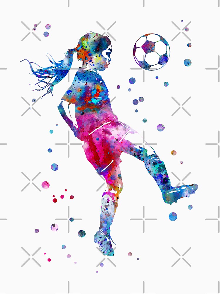 Soccer Player Little Girl With Ball by Rosaliartbook