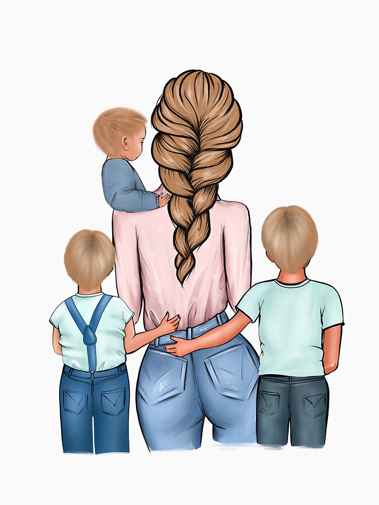 Mother with 3 sons, Mother’s Day by anhelinaart T-Shirts, Hoodie, Sweatshirt | BlankRebels.com (Image 3)