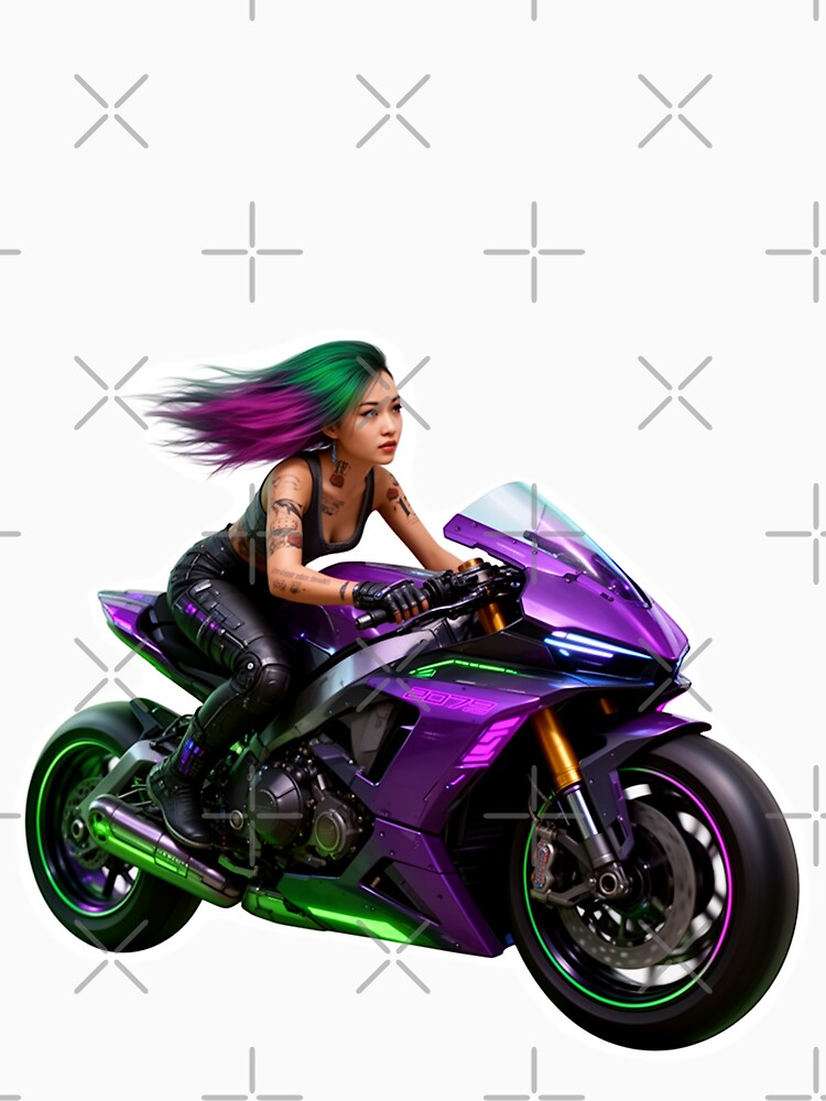 Asian girl on cyberpunk sports bike by aykiradesigns