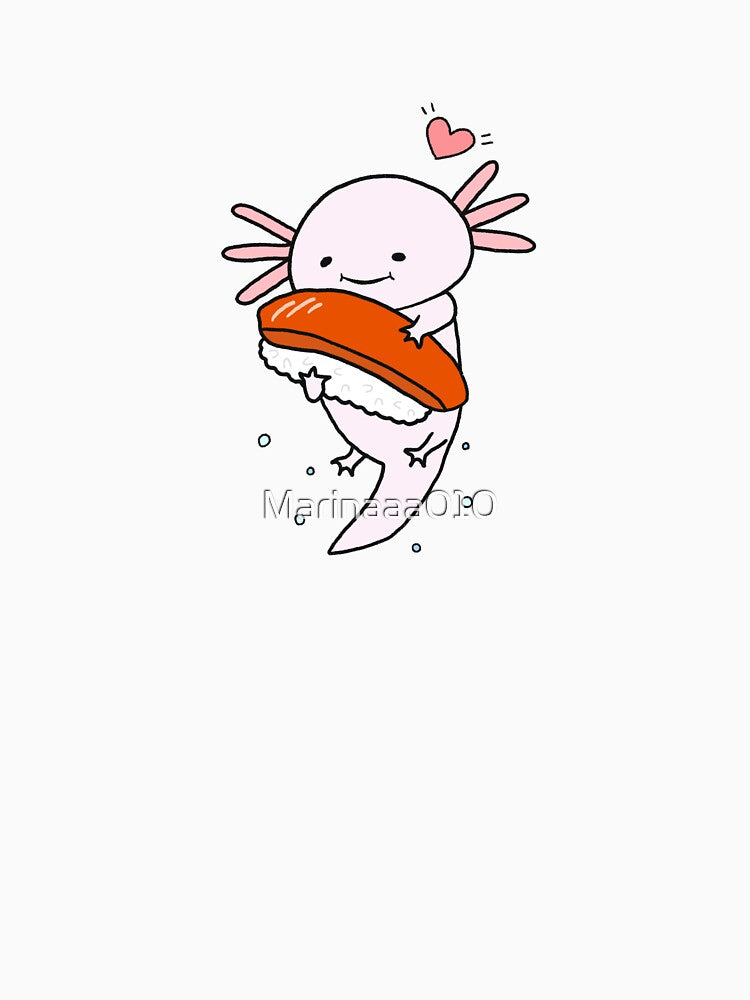 Axolotl and Sushi Cute Kawaii Funny Anime Animal Japanese Art by Marinaaa010 T-Shirts, Hoodie, Sweatshirt (Image 3)
