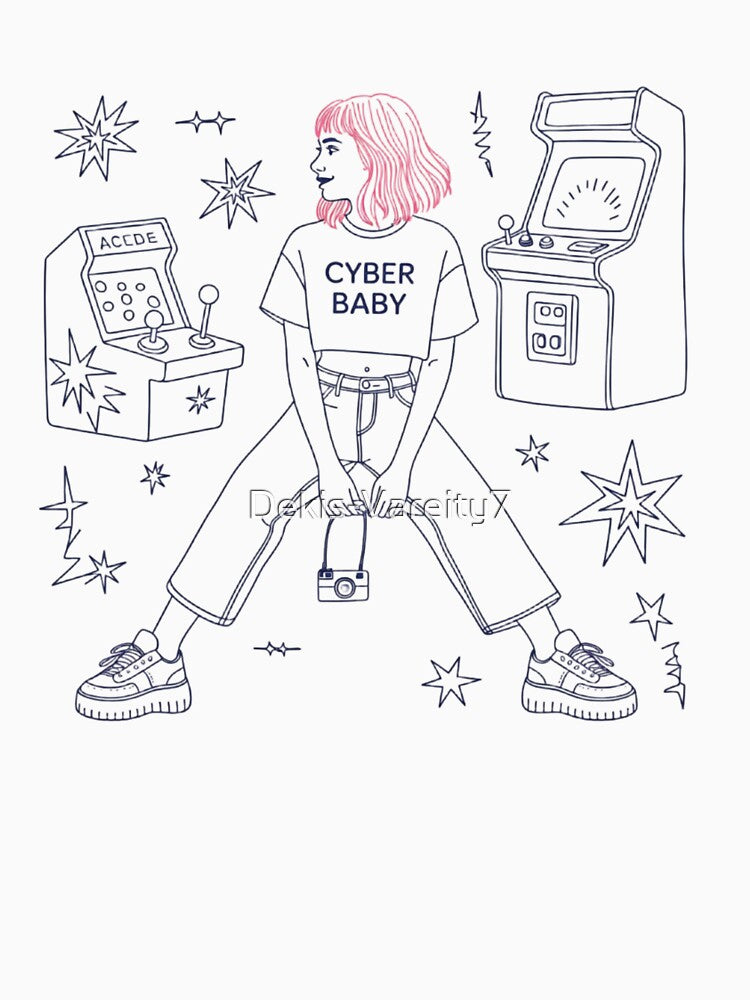 Cyber Baby Retro Arcade Tee – Vintage Aesthetic by Dekis-Vareity7 Hoodie, Sweatshirt | BlankRebels.com (Image 3)