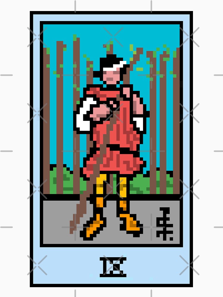 Wait Is This Pixel Art Tarot? Yellow Minor Arcana 'Nine Wands' ( Stickers Other Accessories) T-Shirts, Hoodie, Sweatshirt