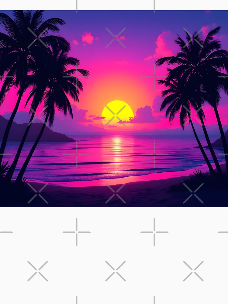 Neon Palm Sunset – Vaporwave Tropical Aesthetic by DreamyWallVibes T-Shirts, Hoodie, Sweatshirt | BlankRebels.com (Image 3)