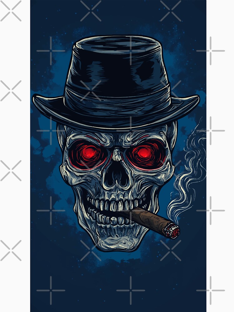 Cool Skull Logo with Red Eyes and Fedora – Vector T-Shirt Design by Moss and Moon Studio Hoodie, Sweatshirt (Image 3)