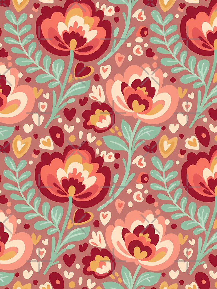 Folk Art Floral Harmony – Seamless Scandinavian Folk Art Pattern by heidiannemorris © by FOLK ART FUSION by... (Image 3)