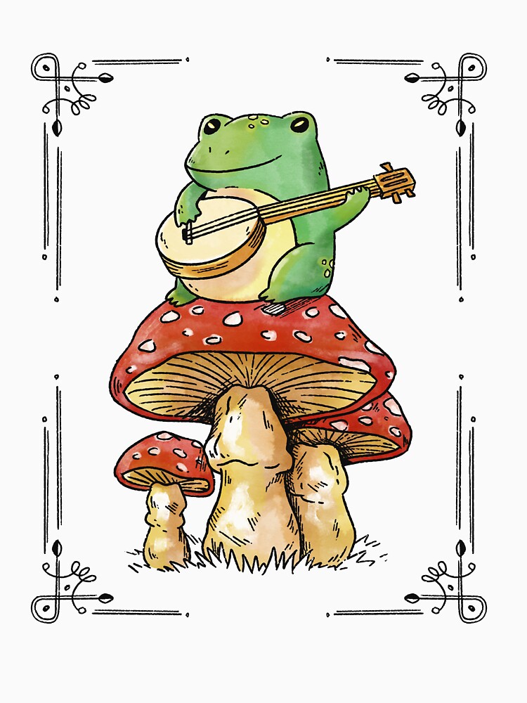 Cottagecore Aesthetic Frog Mushroom Playing Banjo Gifts - Funny by Yonshop T-Shirts, Hoodie, Sweatshirt (Image 3)