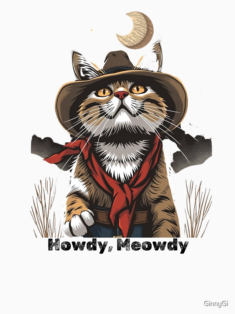 cowboy cat with cowboy hat and Howdy Meowdy by GinnyGi T-Shirts, Hoodie, Sweatshirt | BlankRebels.com (Image 3)
