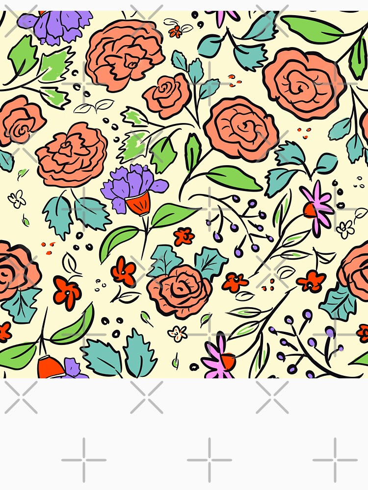 Seamless Floral Pattern with Roses and Wildflowers – Hand Drawn Botanical Design by Nata-pattern T-Shirts,... (Image 3)