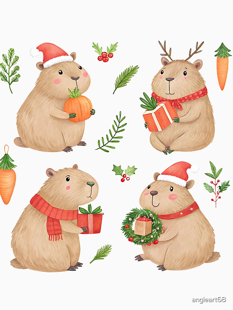 A0760 Capybara Winter Wonders – Cozy & Cute Winter Capybara Design for POD Gifts | Festive Holiday Print by... (Image 3)