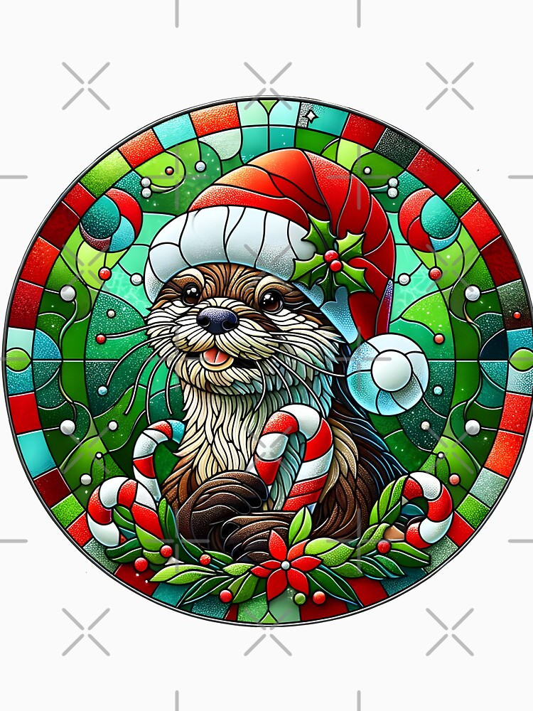 Christmas otter, Stained Glass Art by Truck Stop One T-Shirts, Hoodie, Sweatshirt | BlankRebels.com (Image 3)