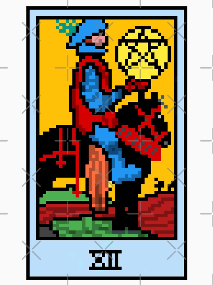 Wait Is This Pixel Art Tarot? Yellow Minor Arcana 'Knight Pentacles' ( Stickers Other Accessories) T-Shirts, Hoodie, Sweatshirt