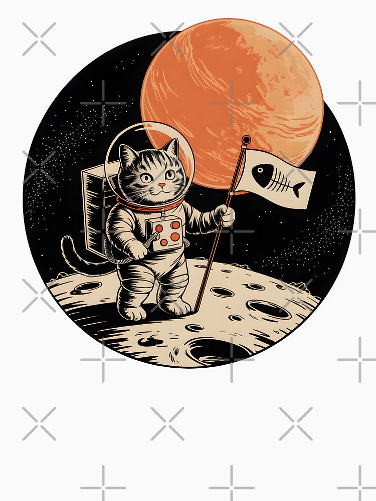 Space Explorer Cat Astronaut on Moon Illustration by Aesthetic Art T-Shirts, Hoodie, Sweatshirt | BlankRebels.com (Image 3)