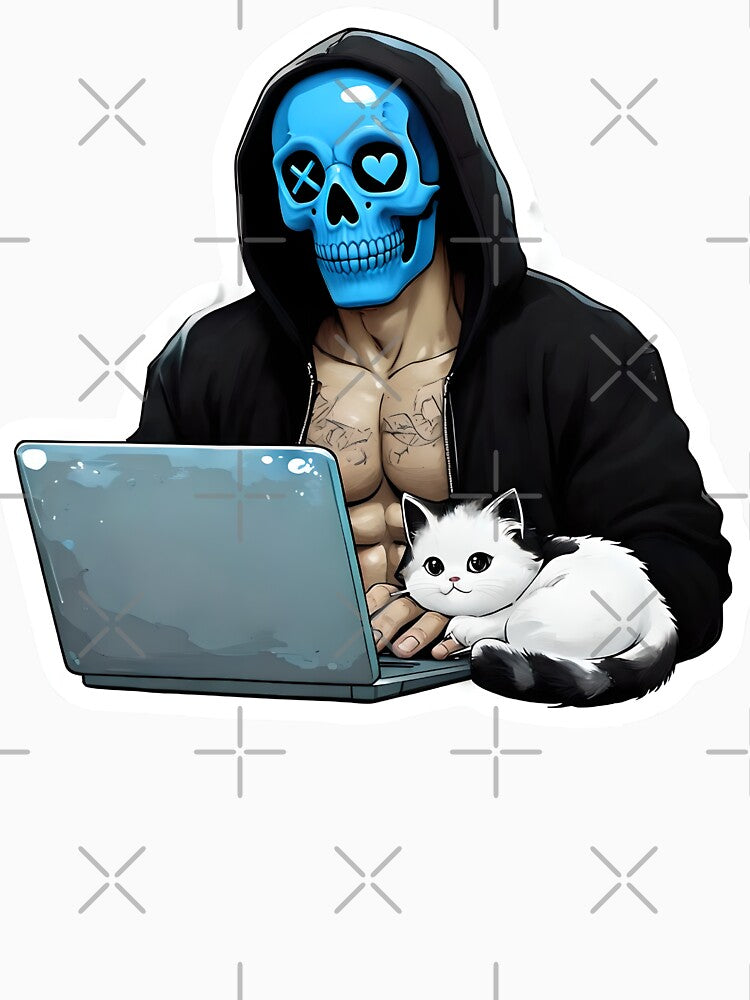 Lights out, masked coder with cat, dark romance by inkdrinkingdove T-Shirts, Hoodie, Sweatshirt | BlankRebels.com (Image 3)