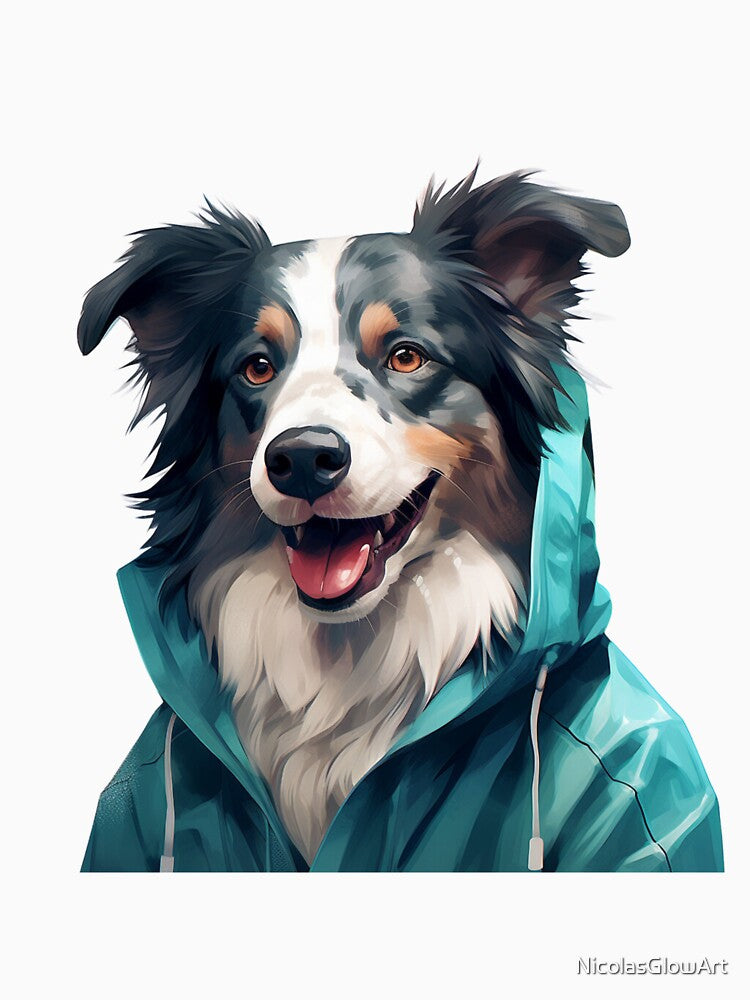 Border Collie In Hoodie by NicolasGlowArt T-Shirts, Sweatshirt | BlankRebels.com (Image 3)