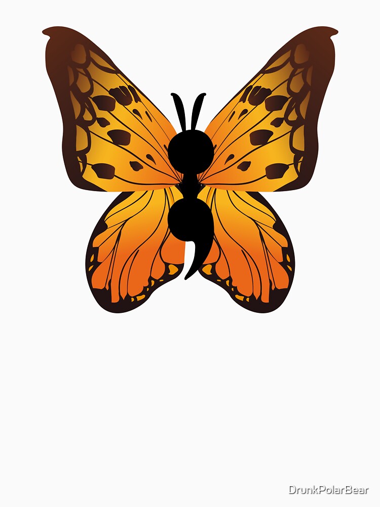 Semi-colon Butterfly by DrunkPolarBear T-Shirts, Hoodie, Sweatshirt | BlankRebels.com (Image 3)
