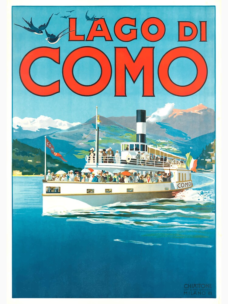 1900 Italy Lake Como Travel Poster by retrographics