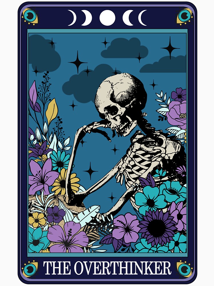 Funny tarot card with skeleton - the overthinker by JuliaPop T-Shirts, Hoodie, Sweatshirt | BlankRebels.com (Image 3)