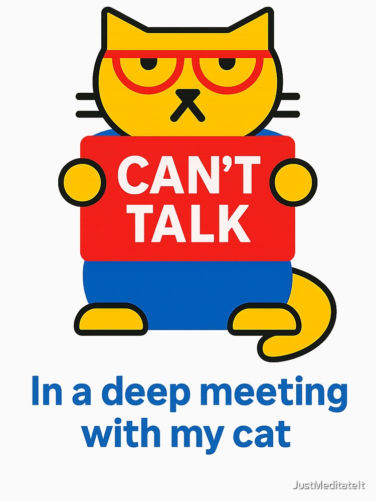Can't talk. In a deep meeting with my cat! – Funny T-Shirt and Hoodie for Cat Lovers – Cozy Remote Work Style... (Image 3)