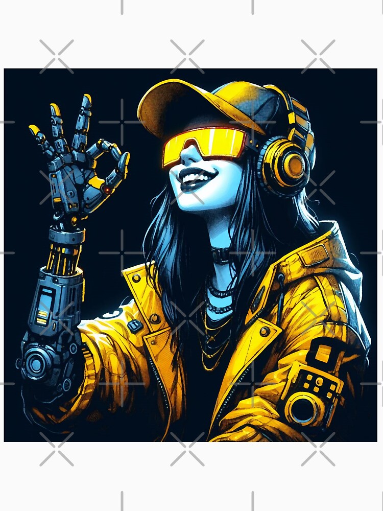 Cyberpunk Girl "OK!" by RESToRAPTOR T-Shirts, Hoodie, Sweatshirt | BlankRebels.com (Image 3)