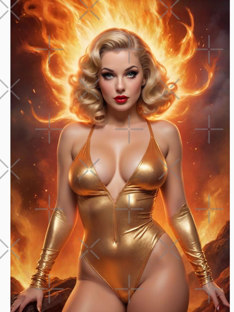 Golden Aries Zodiac Rebirth | Retro Sci-Fi Fantasy Pin-Up by MissSaylor T-Shirts, Hoodie, Sweatshirt (Image 3)