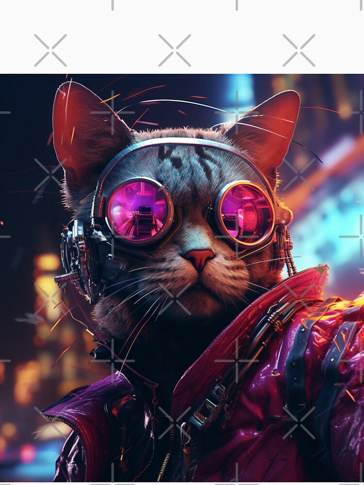 Cyberpunk Cat Glass Purple Meow Shaggy Town by GrinGalore