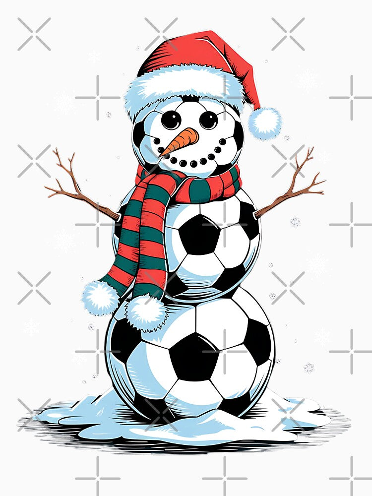 Funny Soccer Snowman Player Santa Hat , Cristmas 2025 by ArtByKatti