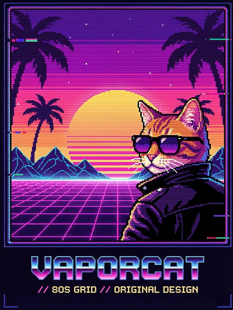 Retro Pixel Cat with Sunglasses | Vaporwave 80s Aesthetic by Delta89 T-Shirts, Hoodie, Sweatshirt | BlankRebels.com (Image 2)