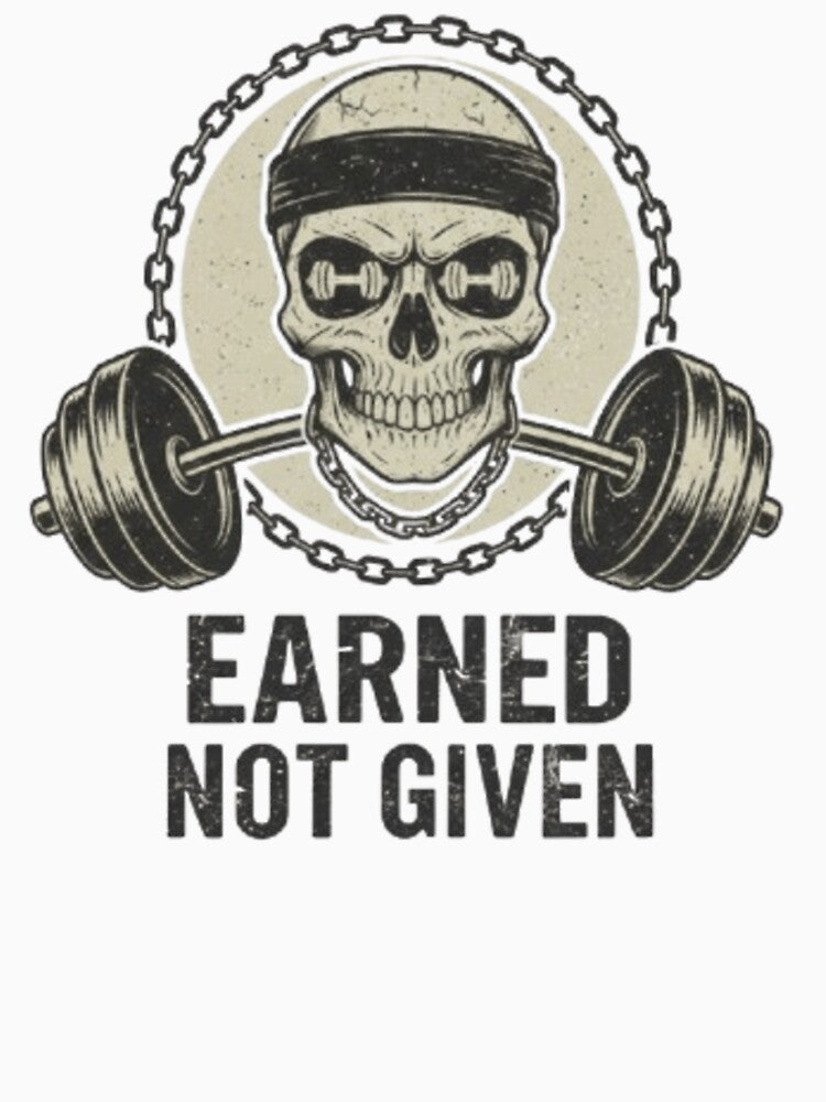 Vintage Earned Not Given Skull Gym Art by t-shirt studio Hoodie, Sweatshirt | BlankRebels.com (Image 3)