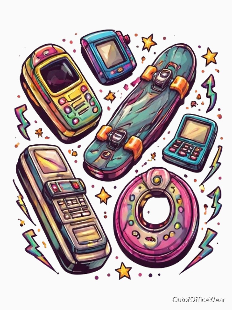 Retro 90s Gadgets Illustration – Vintage Tech & Skater Nostalgia Aesthetic by OutofOfficeWear T-Shirts, Hoodie,... (Image 3)