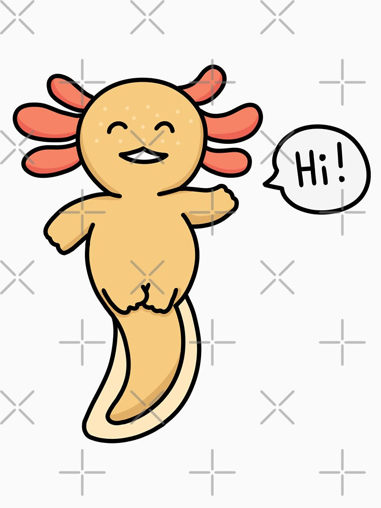 Golden Albino Axolotl (yellow axolotl) saying "Hi!" by Lucesco T-Shirts, Hoodie, Sweatshirt | BlankRebels.com (Image 3)