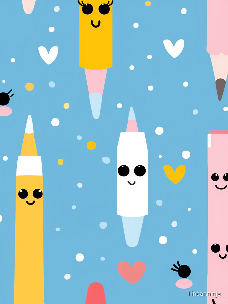 Bluetiful Buddies: Kawaii Pencils on a Happy Blue! by Tincanninja T-Shirts, Hoodie, Sweatshirt | BlankRebels.com (Image 3)