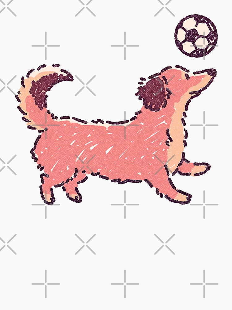 Soccer Football Dachshund, playful textured halftone illustration by Magnificent Lizard
