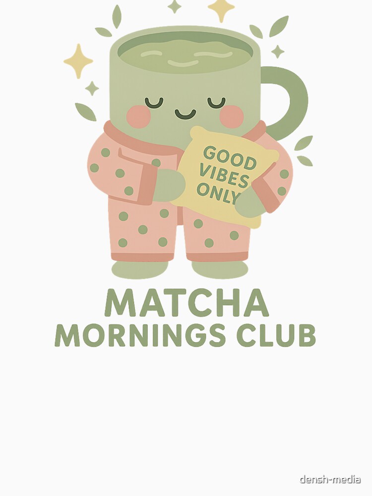 Cute Matcha Latte in Pajamas – Cozy Matcha Mornings Club Art by densh-media T-Shirts, Hoodie, Sweatshirt (Image 3)